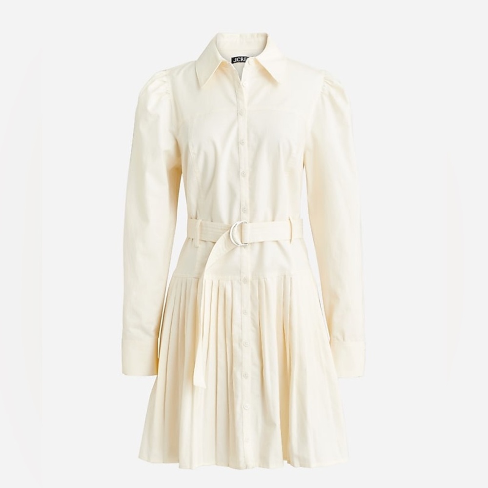 J. Crew Ivory Long Sleeve Belted Dress
